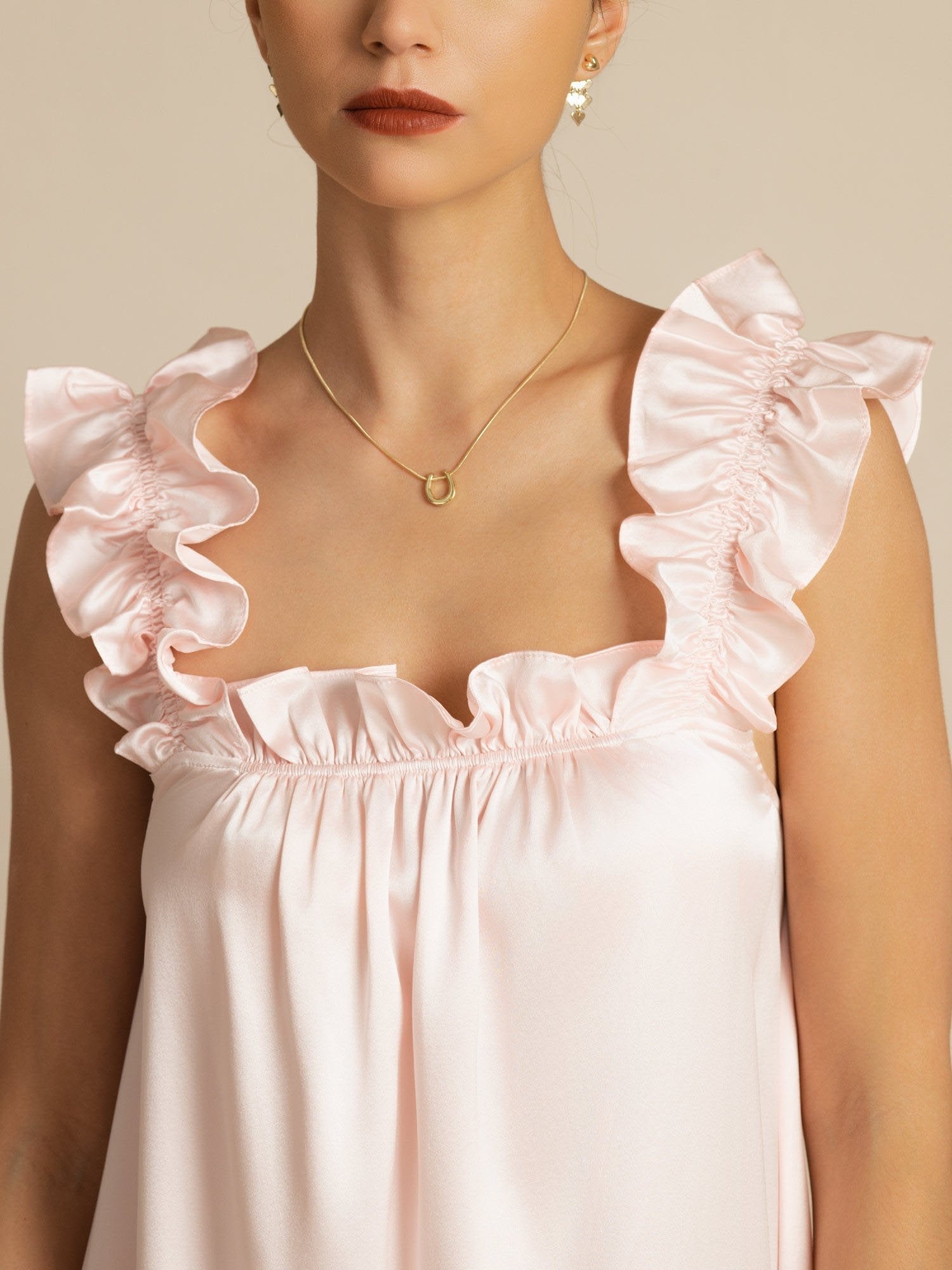 [Roze] SilkSilky-NL 19Momme Zijde Mouwloos Vierkante Hals Jurk 005