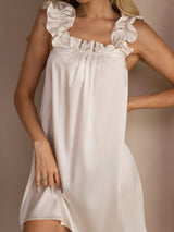 [Wit] SilkSilky-NL Sleeveless Square Neck Nachthemd 004