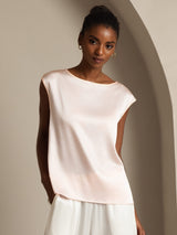 [Roze] SilkSilky-NL Cap Sleeve Round Neck Dames T-Shirt 001