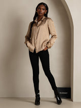 [Floral] SilkSilky-NL Long Sleeve Lapel Collar Dames Blouse 007