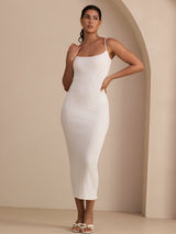 [Wit] SilkSilky-NL Square Neck Jurk 008