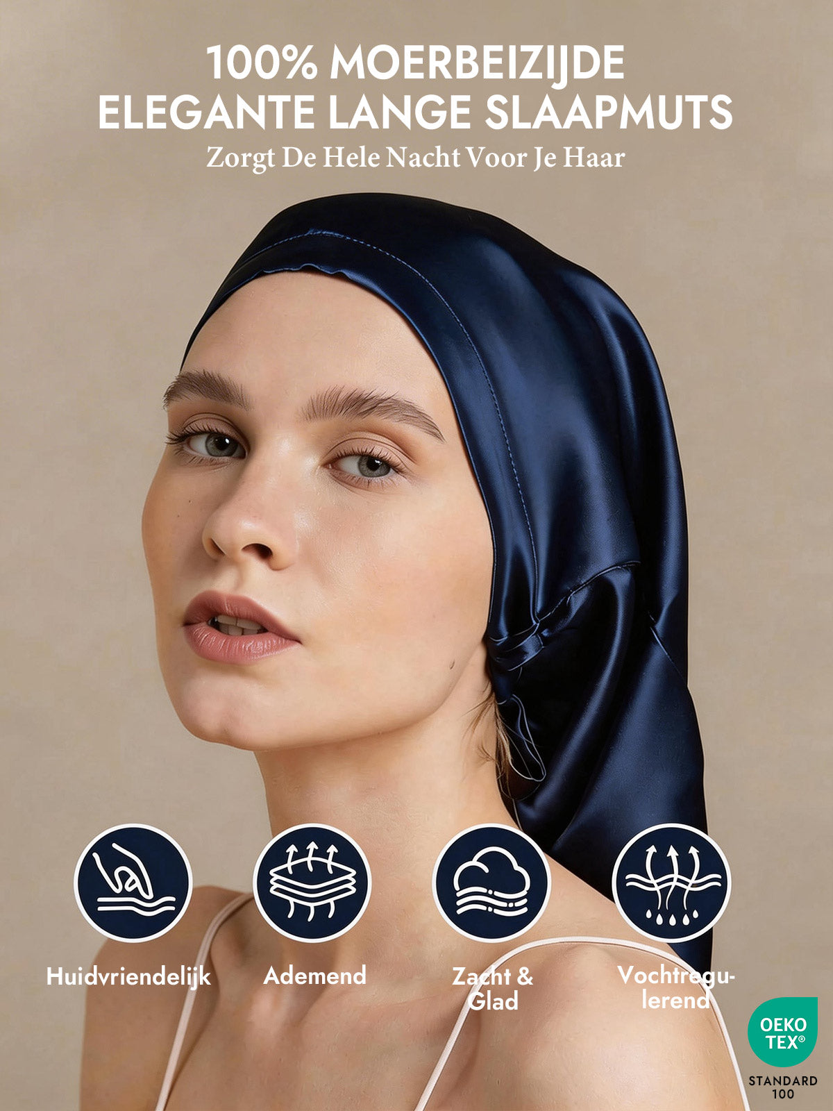 [Donkerblauw] SilkSilky-NL Slaapmutsen 002