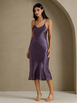 [Paars Grijs] SilkSilky-NL Spaghetti Strap V Neck Nachthemd 007