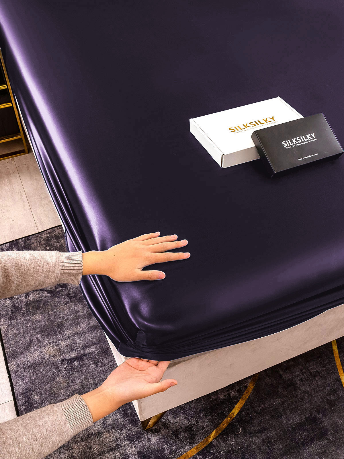 [Donkerpaars] SilkSilky-NL 22Momme Sheet 006,