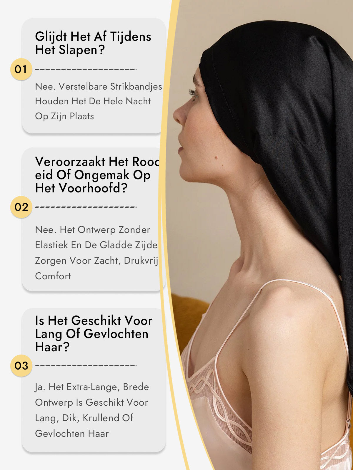 [Zwart] SilkSilky-NL Slaapmutsen 008