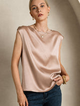 [Toscane] SilkSilky-NL Cap Sleeve Round Neck Dames T-Shirt 003
