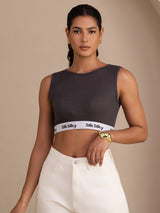 [Grijs] SilkSilky-NL Sleeveless Crew Neck Cami-Top 005