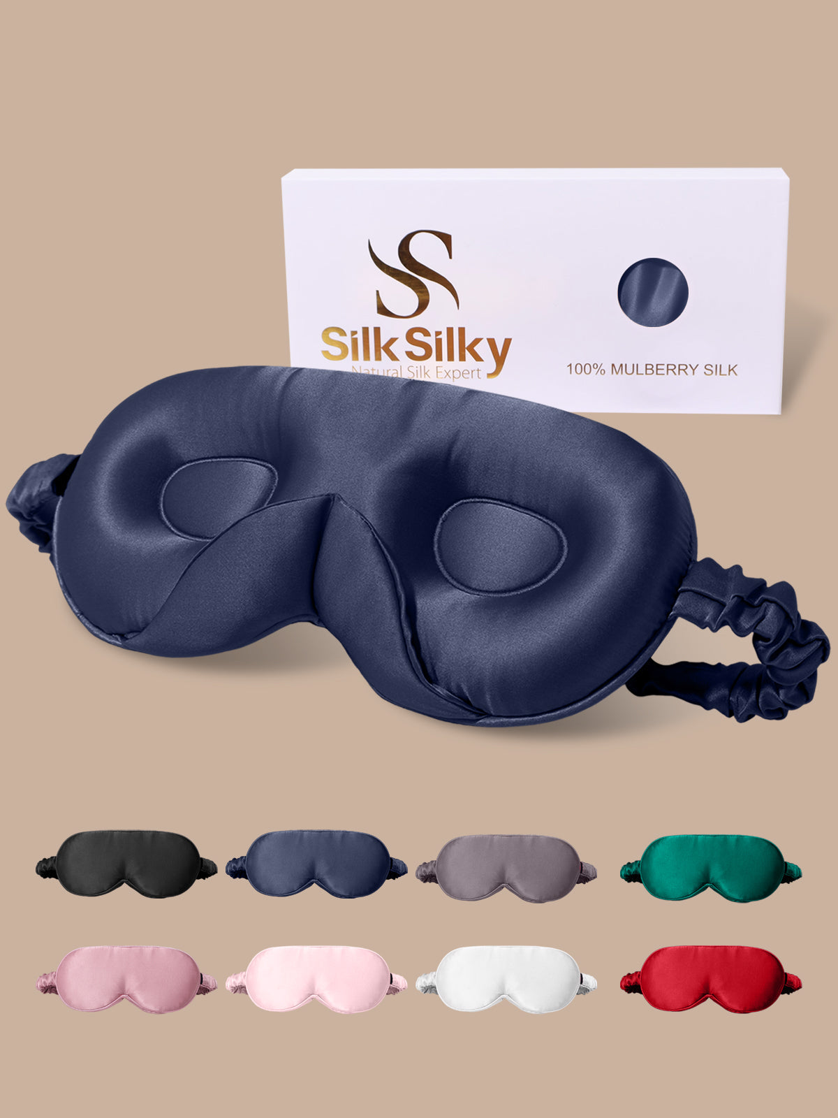 [Donkerblauw] SilkSilky-NL Zijde Eye Mask 001