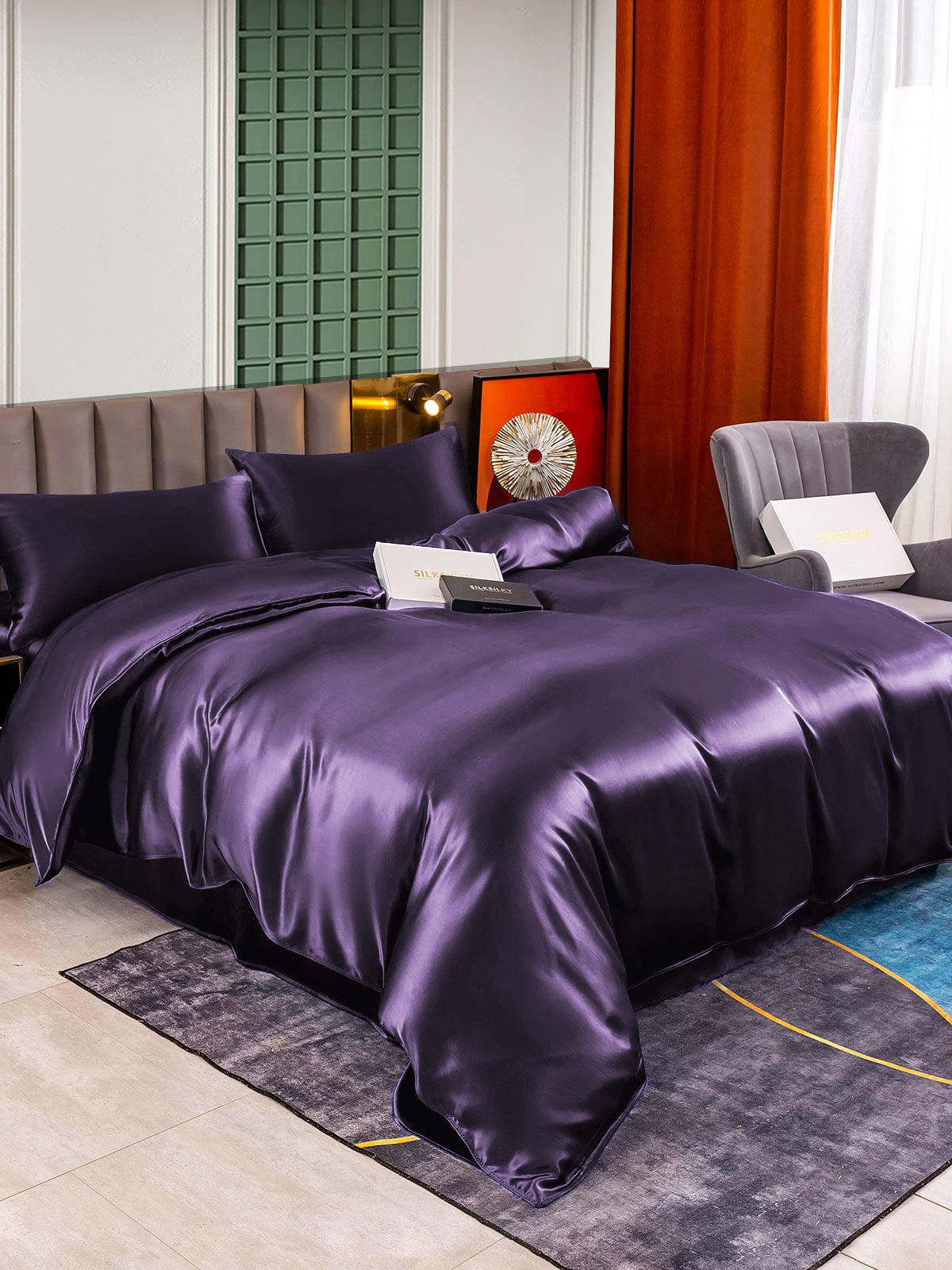 [Donkerpaars] SilkSilky-NL 22Momme Bedding Set 003,