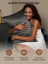 [Donkergrijs] SilkSilky-NL 30Momme Pillowcase 005