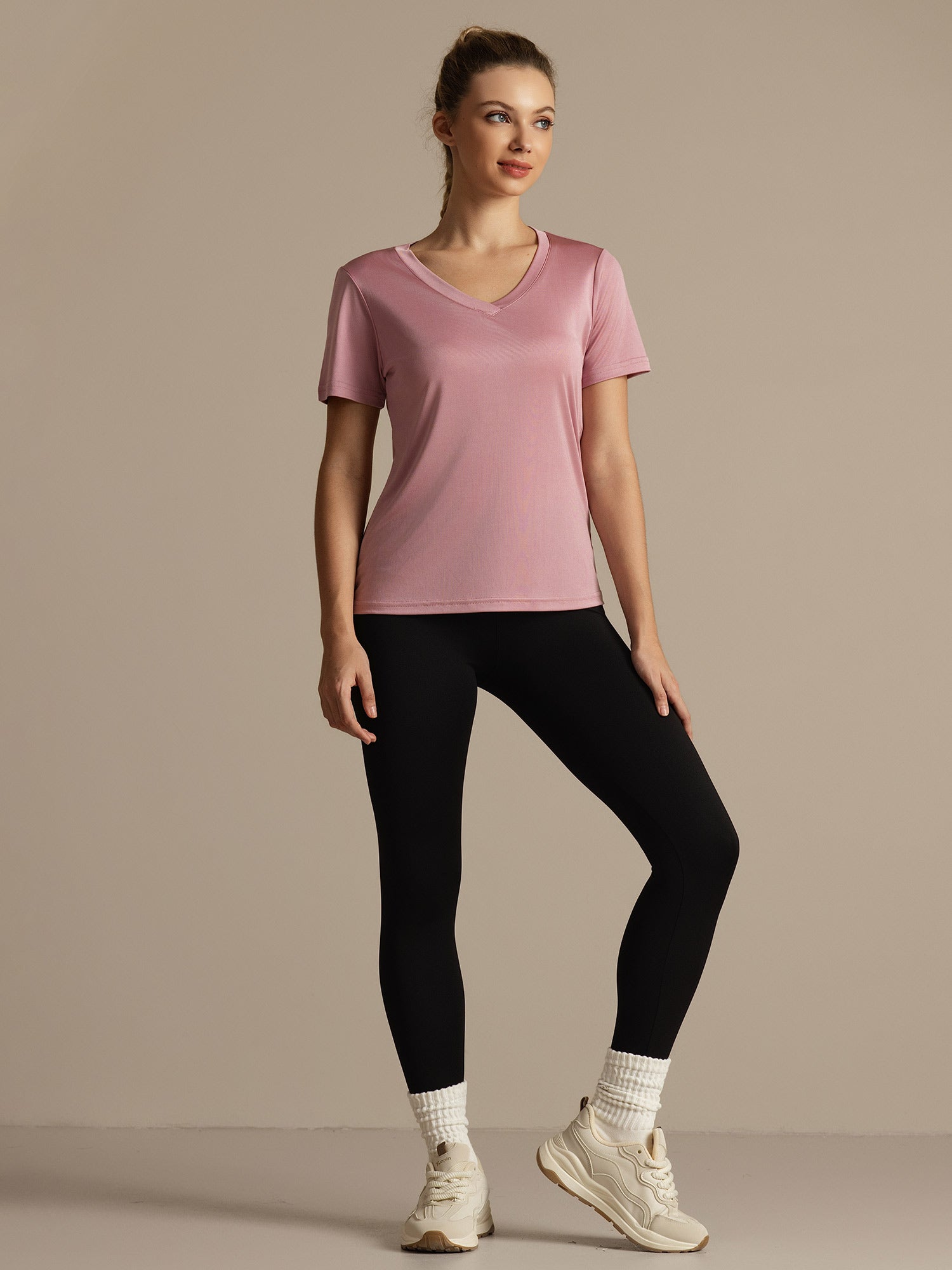 [Bleek Mauve] SilkSilky-NL Korte Mouw Dames T-Shirt 001