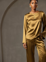 [Bruin] SilkSilky-NL Long Sleeve Boat Neck Blouse 005