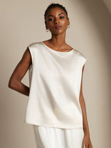 [Wit] SilkSilky-NL Cap Sleeve Round Neck Dames T-Shirt 003