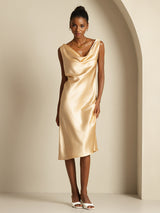 [Champagne] SilkSilky-NL Sleeveless Cowl Neck Jurk 005