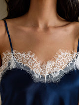 [Donkerblauw] SilkSilky-NL Spaghetti Strap V Neck Cami-Top 004