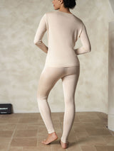 [Tan] SilkSilky-NL Lange Mouw Ronde Hals Dames Lange Onderkleding 002
