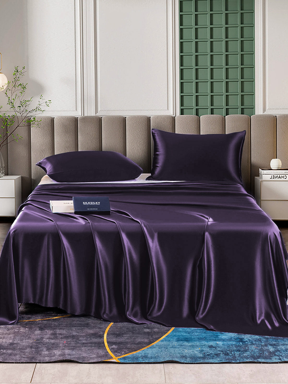 [Donkerpaars] SilkSilky-NL 22Momme Bedding Set 001,