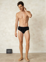 [Zwart] SilkSilky-NL Zijde Mens Underwear 003