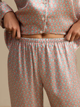 [Roze Hart Geo] SilkSilky-NL Short Sleeve Lapel Collar Dames Pyjama Set 007