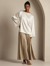 [Wit] SilkSilky-NL Long Sleeve Boat Neck Blouse 006