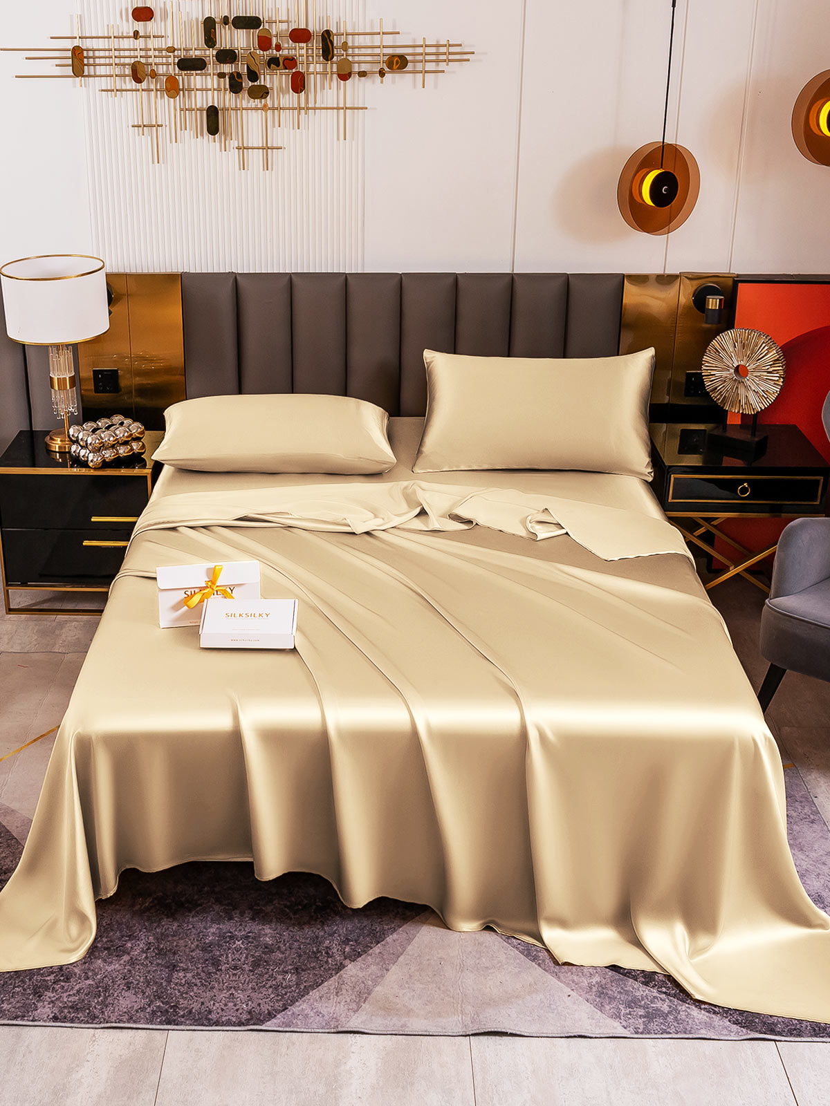 [Beige] SilkSilky-NL 19Momme Bedding Set 002