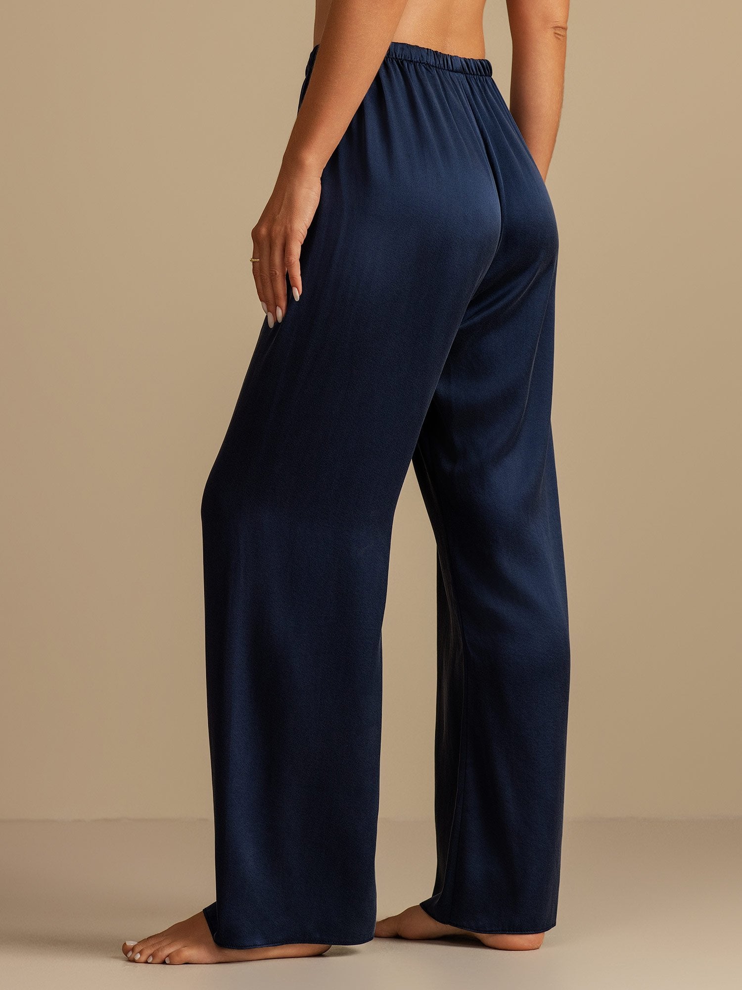 [Donkerblauw] SilkSilky-NL 19Momme Zijde Womens Sleep Bottoms 002,