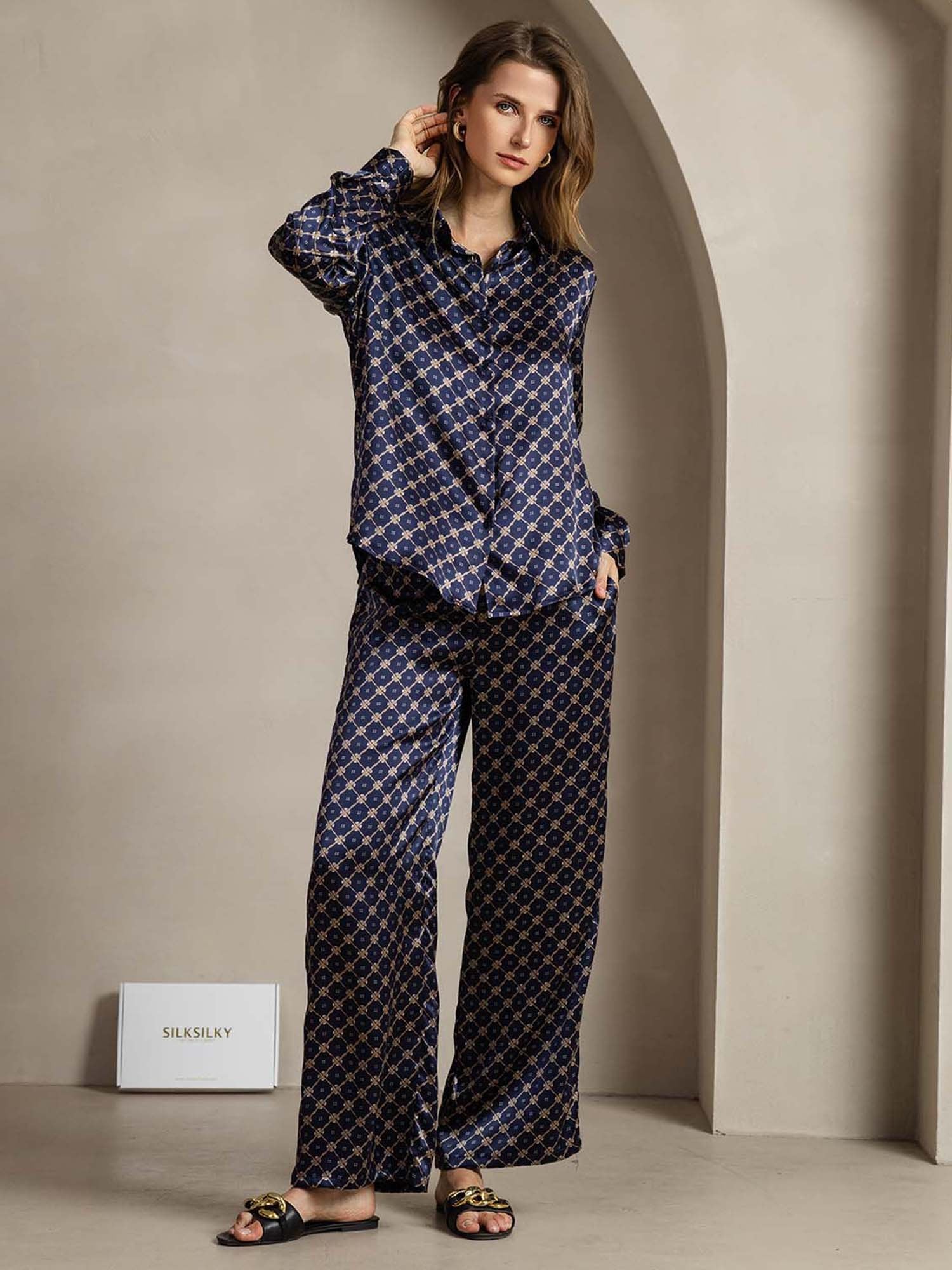 [MarineKetting] SilkSilky-NL 19Momme Zijde Kraag Women''s Outfit Sets 003