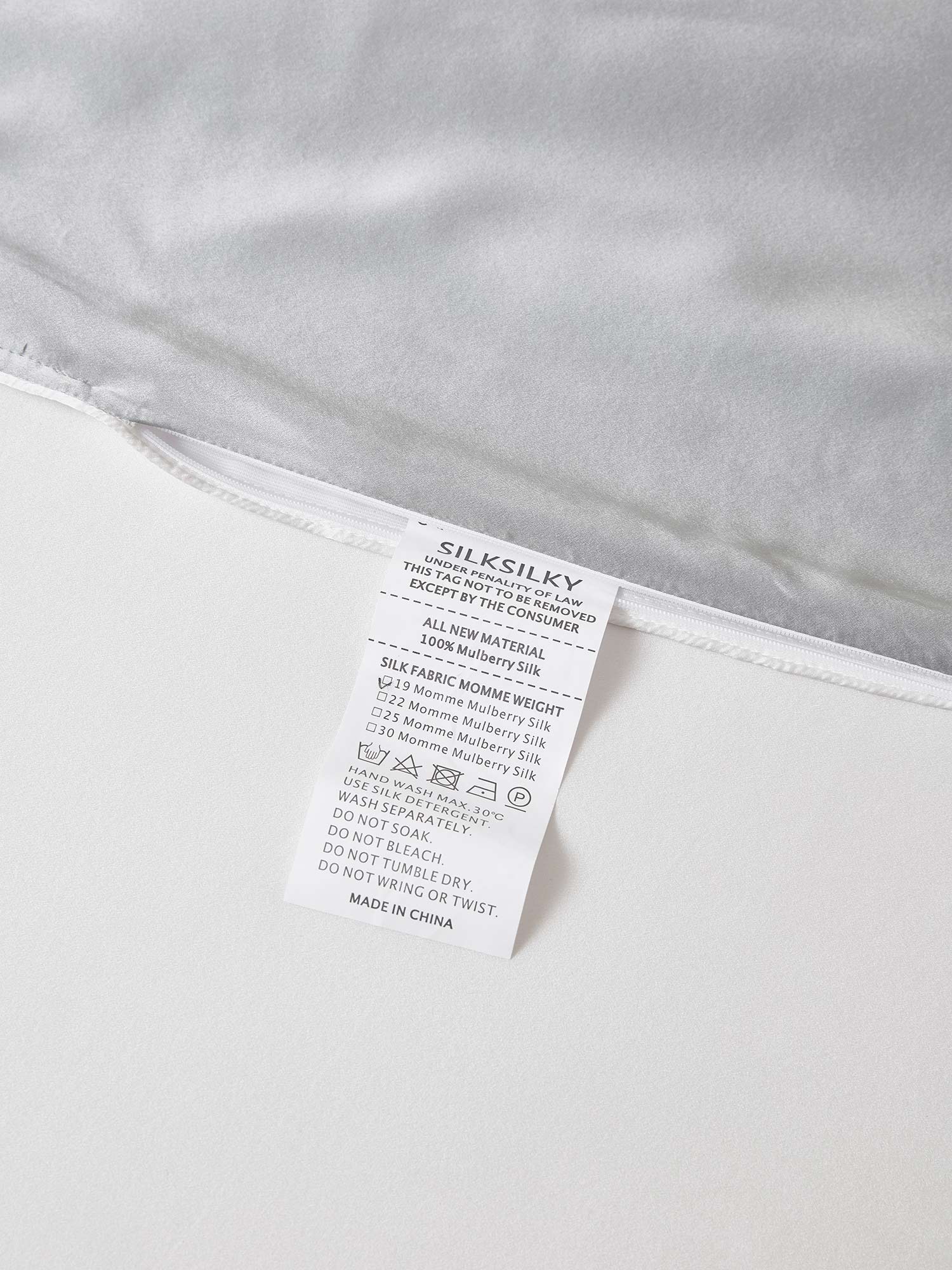 [Lichtgrijs+Wit] SilkSilky-NL 19Momme Bedding Set 007,