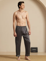 [Zwarte Ginkgo] SilkSilky-NL Mens Sleep Bottoms 005