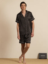 [Zwarte Ketting] SilkSilky-NL Korte Mouw Notchkraag Heren Pyjama Set 006