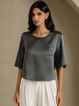 [Donkergrijs] SilkSilky-NL Half Sleeve Dames T-Shirt 003