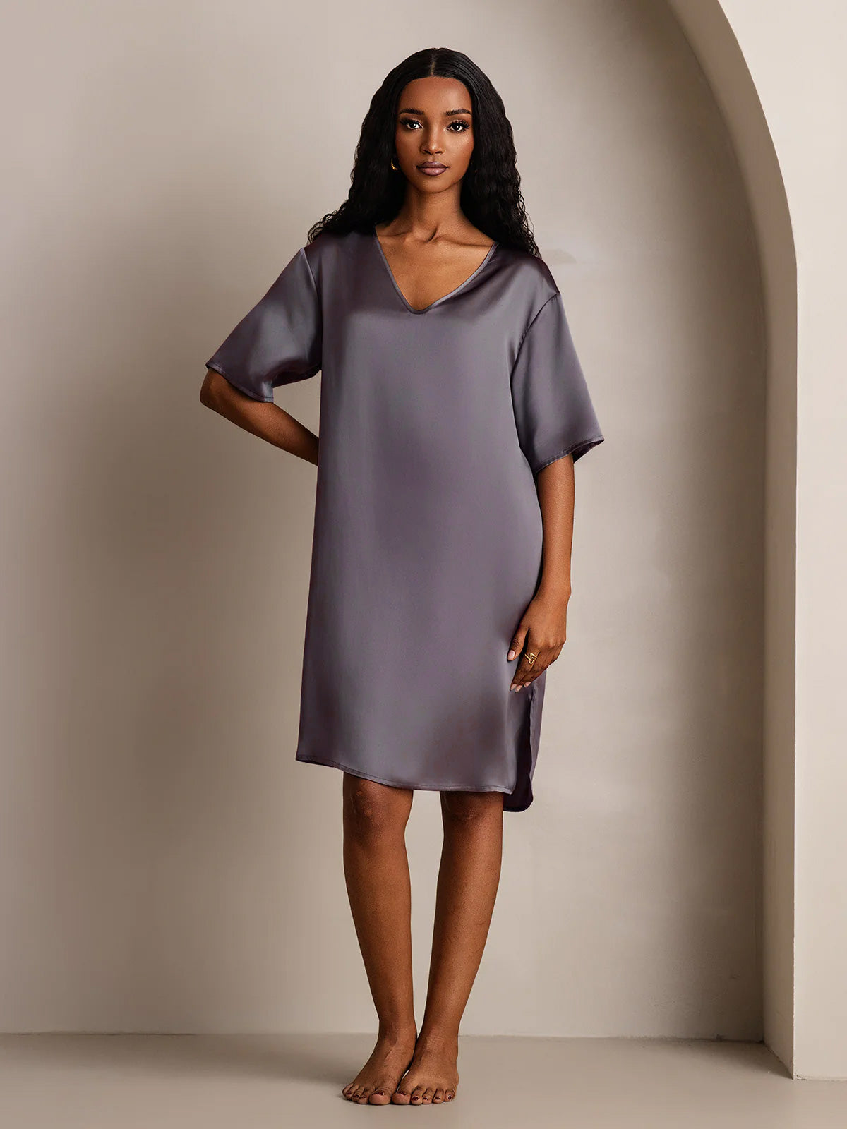 [Paars Grijs] SilkSilky-NL Nightgown 008,