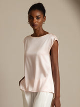 [Roze] SilkSilky-NL Cap Sleeve Round Neck Dames T-Shirt 003