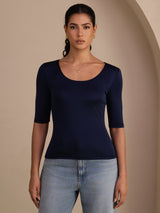[Donkerblauw] SilkSilky-NL Half Sleeve Dames T-Shirt 001