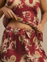 [Wijnrode Draak] SilkSilky-NL Spaghetti Strap V Neck Cami-Set 006