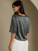[Donkergrijs] SilkSilky-NL Half Sleeve Dames T-Shirt 002