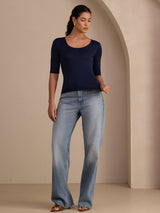 [Donkerblauw] SilkSilky-NL Half Sleeve Dames T-Shirt 006
