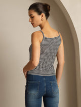 [Zwarte Streep] SilkSilky-NL Square Neck Cami-Top 002
