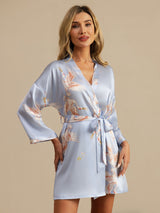 [Lichtblauw] SilkSilky-NL 3/4 Sleeve Dames Kamerjas 004