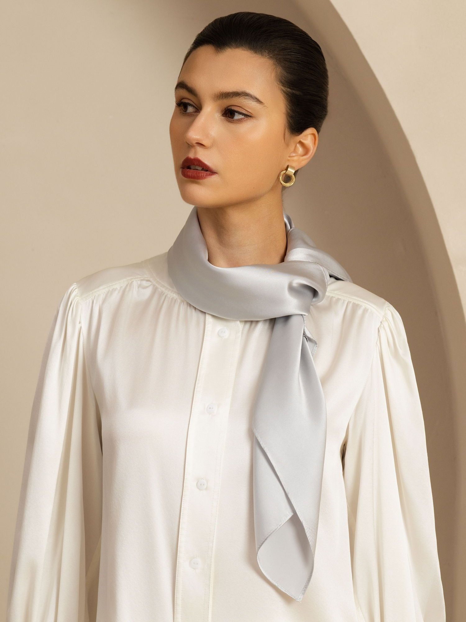 [Lichtgrijs] SilkSilky-NL Pure Silk Scarf 002