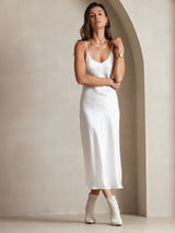 [Wit] SilkSilky-NL Spaghetti Bandjes V Hals Jurk 006
