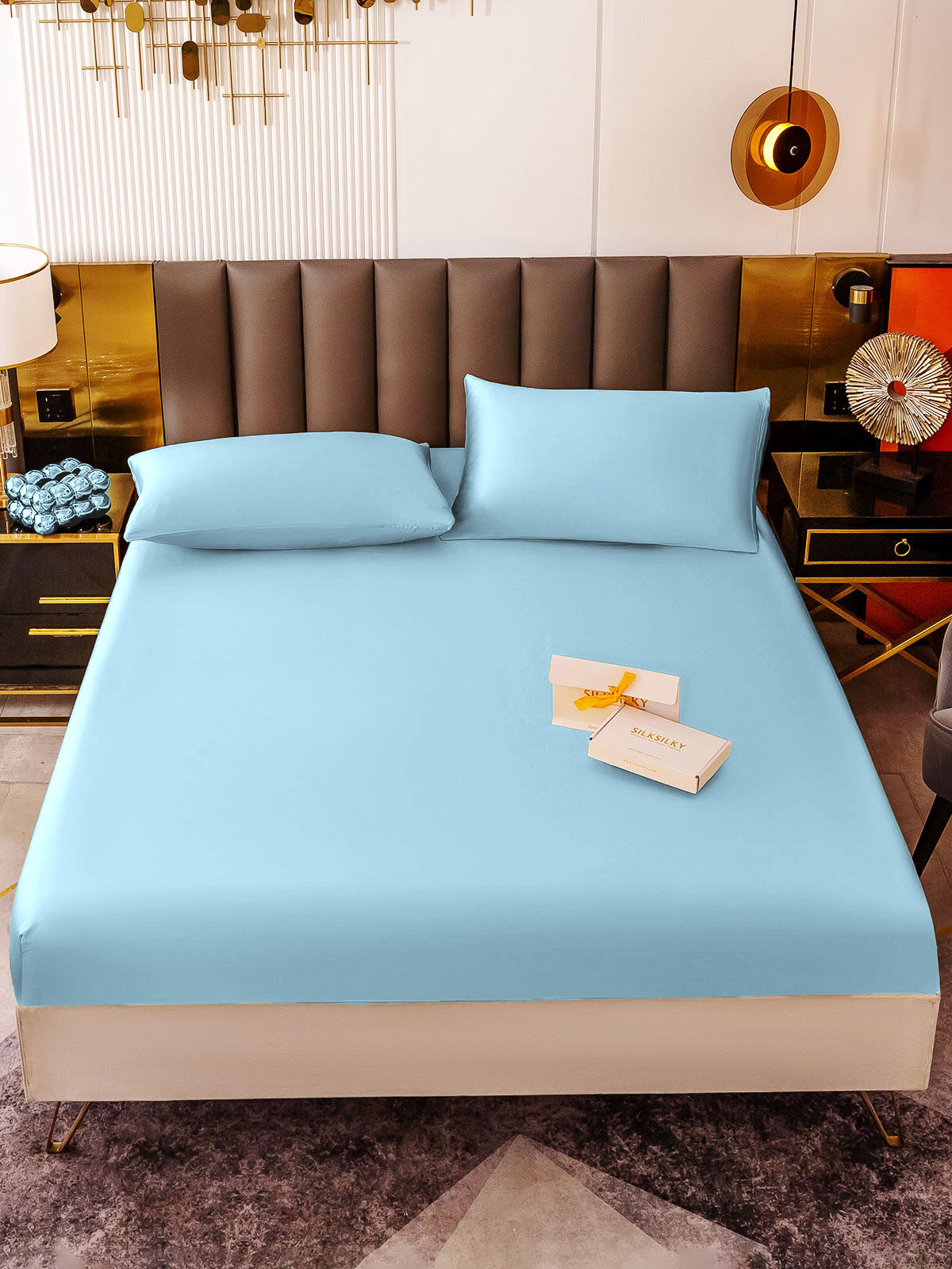 [Lichtblauw] SilkSilky-NL 19Momme Bedding Set 002