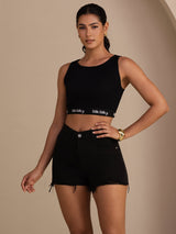 [Zwart] SilkSilky-NL Sleeveless Crew Neck Cami-Top 007