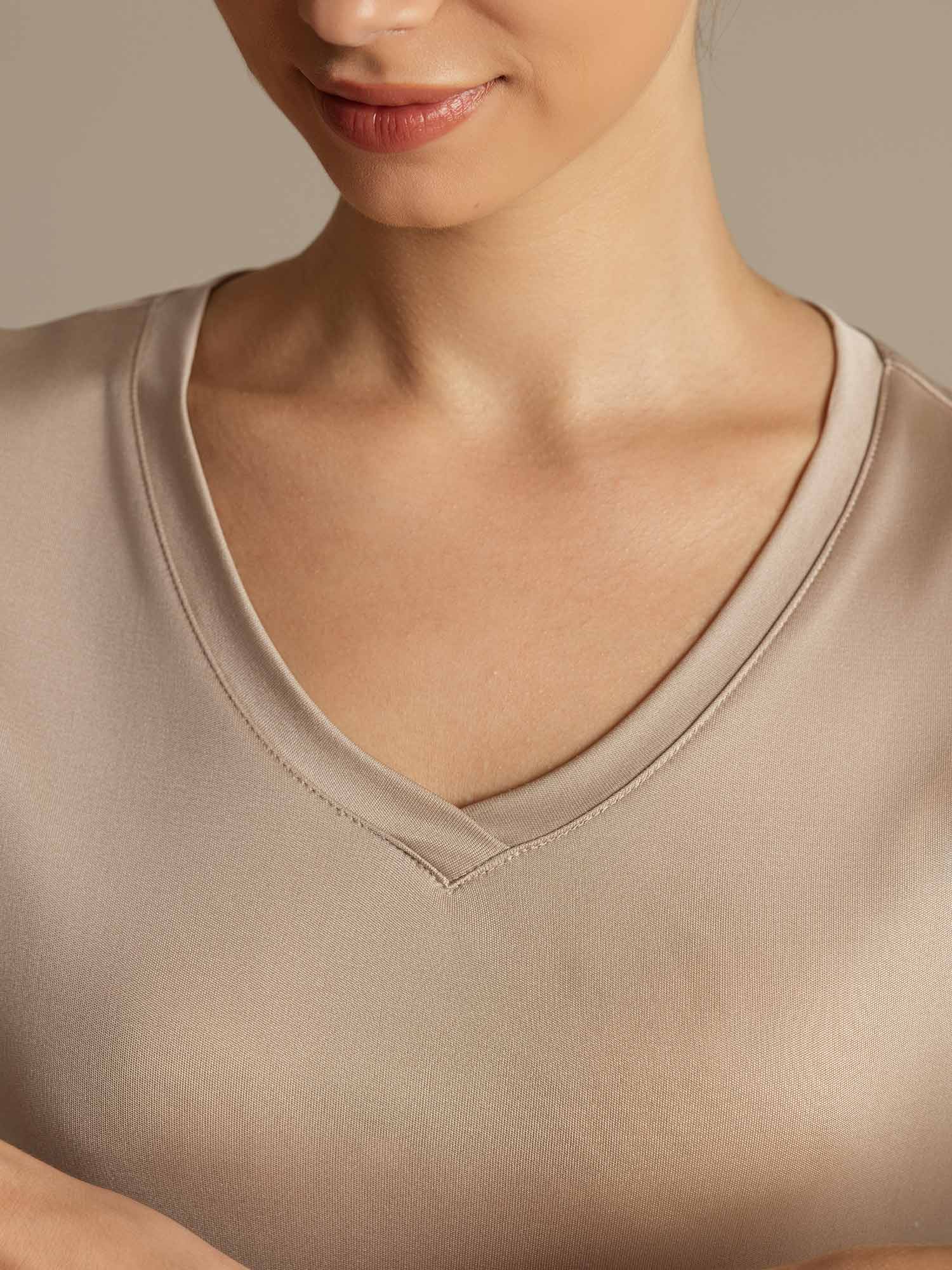 [Lichtkaki] SilkSilky-NL Korte Mouw Dames T-Shirt 005