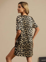 [Leopard] SilkSilky-NL Pure Silk Korte Mouw Nightgown 002