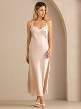 [Roze] SilkSilky-NL Spaghetti Strap V Neck Jurk 003