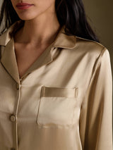 [Champagnegoud] SilkSilky-NL Long Sleeve Lapel Collar Dames Pyjama Set 004