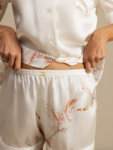 [Wit] SilkSilky-NL 19Momme Korte Mouw Notchkraag Dames Pyjama Set 005