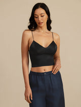 [Zwart] SilkSilky-NL Spaghetti Strap V Neck Cami-Top 003