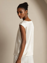 [Wit] SilkSilky-NL Cap Sleeve Round Neck Dames T-Shirt 005